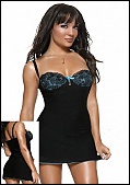 DVD - MICROFIBRE CHEMISE & G-STRING BLACK/BLUE MED